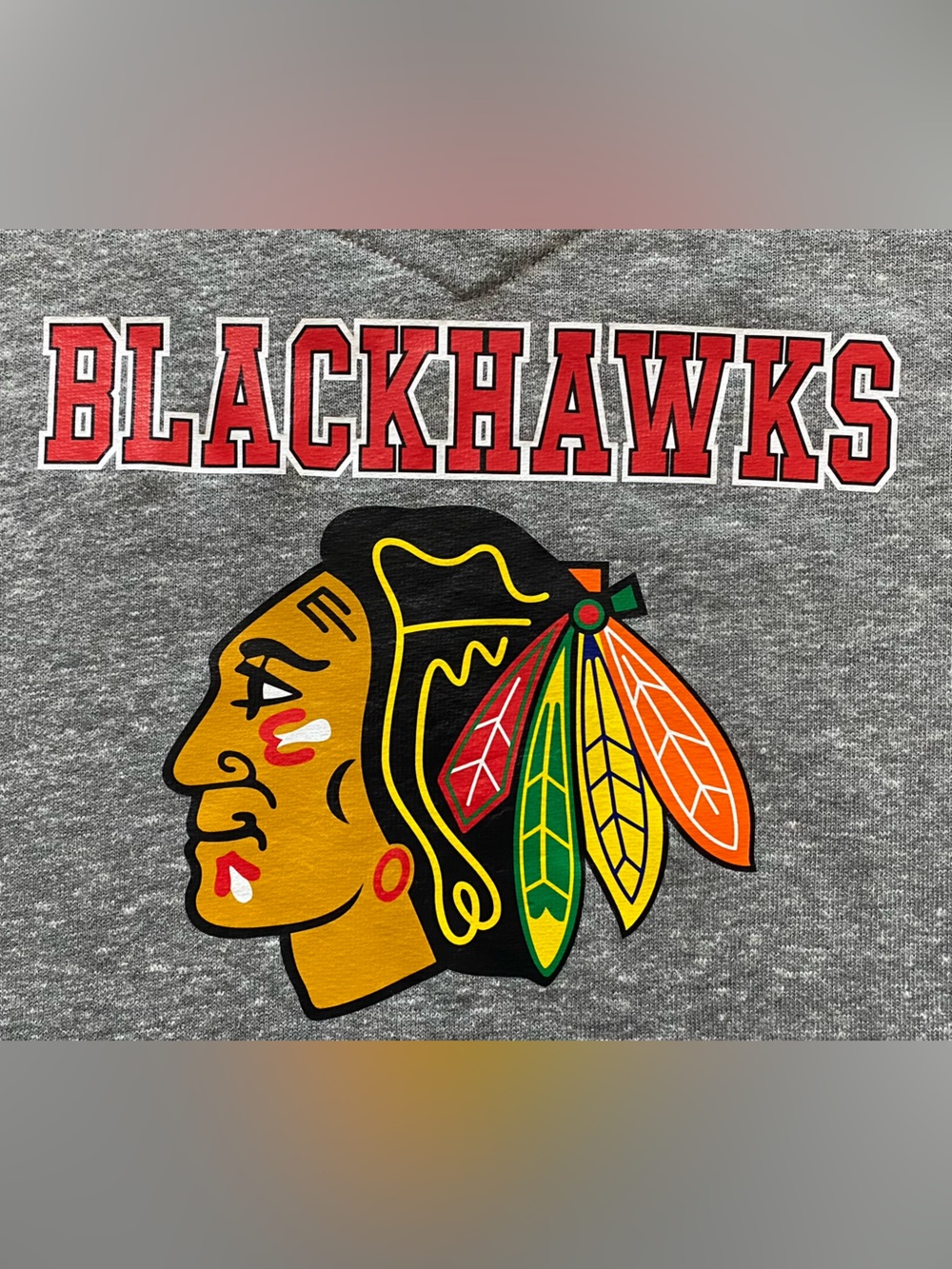 Chicago Blackhawks Grey Pullover Sweatshirt - Picture 7 of 11